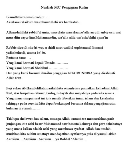Contoh pembukaan pengajian ibu ibu Contoh pembukaan pengajian ibu ibu